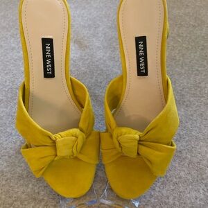 Nine West Suede Yellow Knot Mules